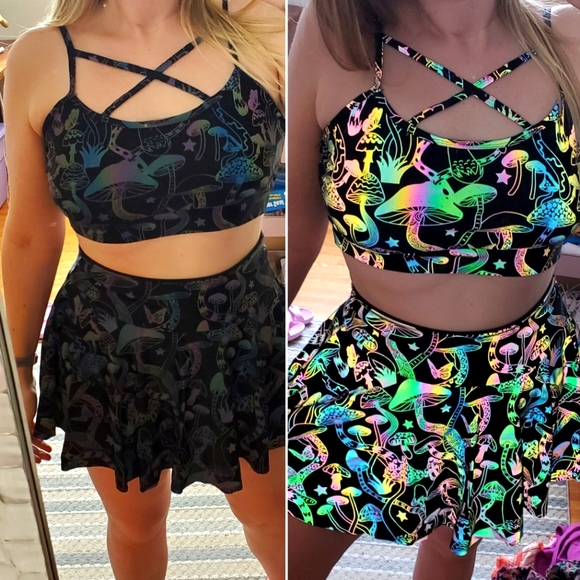 New! Reflective mushrooms crop top psychadelic - Picture 7 of 8